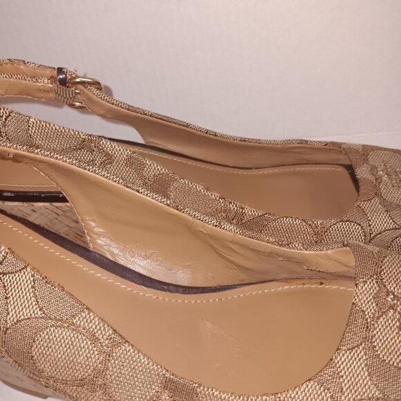 COACH INSIGNIA FERRY PEEP TOE WEDGE HEELS - Picture 3 of 12